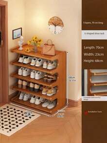 1PC 5 6 Tier Space Saving Bamboo Freestanding Multifunctional Minimalist Easy Assembly Natural Shoe Rack Organizer For Entryway Closet Hallway Bedroom Home Decor Desktop Storage Shoe Shelving Unit Hot Search - Multicolor - View 11