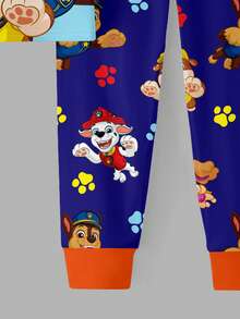 SHEIN | PAW Patrol 小男孩圓領卡通印花短袖上衣與長褲休閒日常居家睡衣套裝 - 彩色 - 查看 5