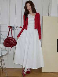INAWLY White Lace Dress, Elegant French Style, Slimming, High-End Summer Dress For Women - White - View 7