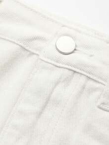 DAZY Solid Color Slit Pocket Women Straight Long Casual Denim Skirt Jeans Skirt - White - View 8
