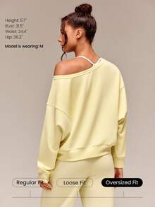 GLOWMODE Modal Soft Oversized Off-Shoulder Sweatshirt Daily Casual  Spring Summer - French Vanilla - View 2