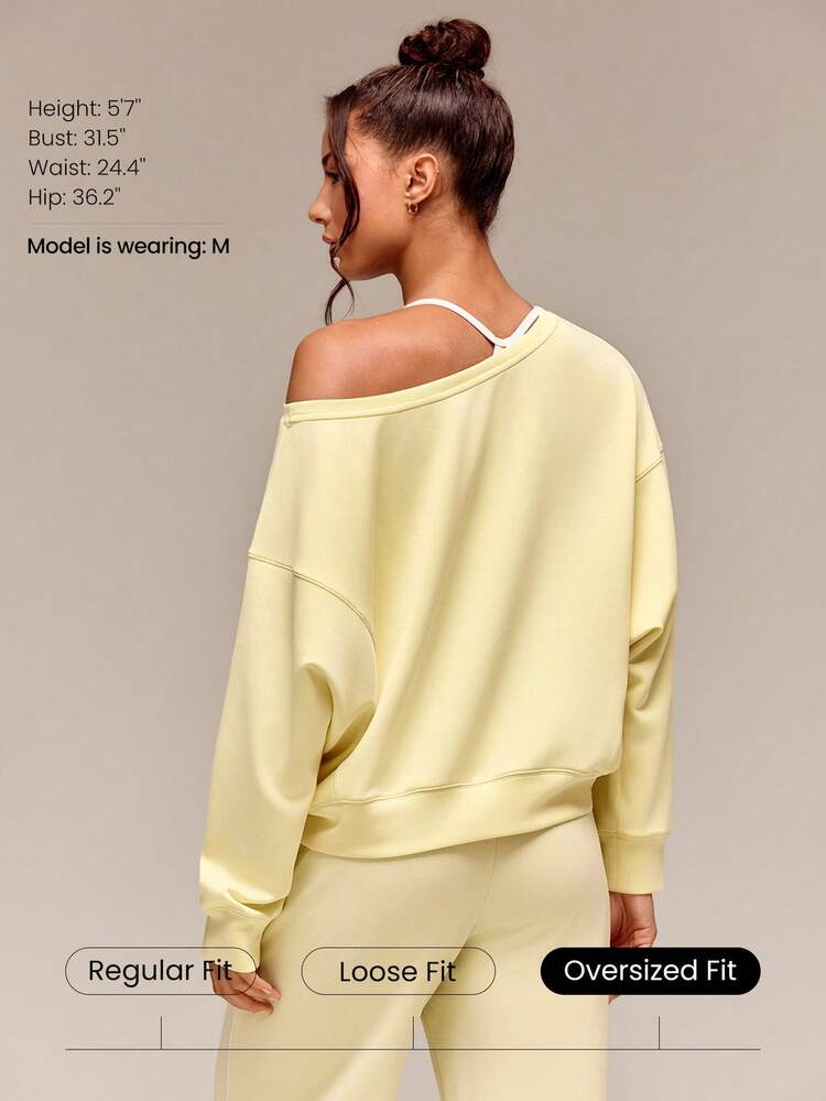 Modal Soft Oversized Off-Shoulder Sweatshirt Daily Casual  Spring Summer