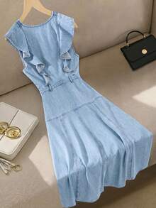 GlowEve Women's Summer Casual Ruffle Denim Dress - Blue - View 2