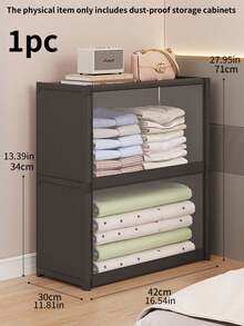 1pc Covered Dustproof Storage Cabinet, Wardrobe, Bookcase, Shelving Unit. Space-Saving, Sturdy & Stylish, Easy To Assemble & Disassemble, Portable. Suitable For Living Room, Bedroom, Entryway, Office, Home. Multi-Layer Storage. Holiday Gift, Present. Available In Black And White. Multi-Size Portable Covered Wardrobe Organizer Rack, Dustproof Clothing Organizer, Bedroom Multi-Layer Storage Rack - Multicolor - View 12