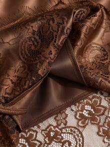 Elenzga Women's Strapless Lace Asymmetrical Hem Coffee Brown Top, Summer Top, Casual Elegant Top For Daily Outings, Commuting, Dating, Parties, Versatile For Young Women, Suitable For Western Theme Cruises, Holiday Celebrations, Beach Vacations, Music Festivals, Bohemian Style Vacations, Back To School, Wedding Season, Teacher's Day, Mother's Day, All Seasons, Sexy Vacation Outfit For Beach Club, Beach Dinner And Other Occasions - Brown - View 4