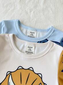 Piyama Pas Badan untuk Bayi Laki-laki, Set 2 Potong, Musim Semi/Panas, Desain Motif Kartun Dinosaurus yang Menyenangkan, Disukai dan Dicari oleh Anak-anak, Terbuat dari Kain Lembut dan Nyaman yang Ramah Kulit, Cocok untuk Pakaian Rumahan Bayi Laki-laki, Memberikan Tidur Nyaman dan Pertumbuhan Sehat bagi Anak-anak - MultiWarna - View 5