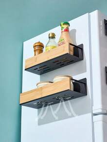 2pcs/Set,1pc Magnetic Adsorption Storage Rack ,Freely Movable Magnetic Wooden Storage Rack, Magnetic Storage Rack Magnetic Absorption Rack Wooden Storage Rack Kitchen Storage Rack Multi-Purpose Storage Rack - View 2