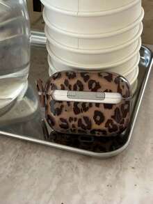 Semi-Transparent Coffee Brown Leopard Print Pro 3/2/1 & 4/3/2 Case With Keychain Loop, Protective Film Reminder, On-The-Go Stylish Accessory - Coffee Brown - View 6