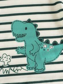 SHEIN DINO 恐龍系列 綠色 Kids' Choice Collection 日常基本款 Happy Kids 兒童馬卡龍色 Bikercore 家庭旅行 Happy Days 我愛媽媽 我愛爸爸 溫馨居家 Cool Kids 男嬰貼身 4件組 緊身卡通恐龍圖案條紋親膚柔軟舒適居家睡衣套裝 - 綠色 - 查看 6