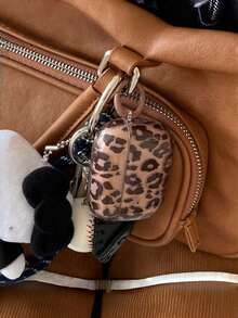 Semi-Transparent Coffee Brown Leopard Print Pro 3/2/1 & 4/3/2 Case With Keychain Loop, Protective Film Reminder, On-The-Go Stylish Accessory - Coffee Brown - View 2