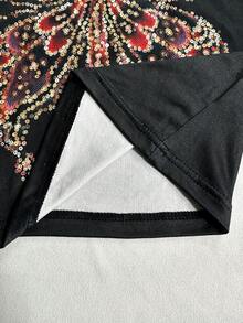 Glimmora Áo quây cổ yếm dáng casual dành cho nữ, đính sequin hình bướm. - màu đen - Xem 3