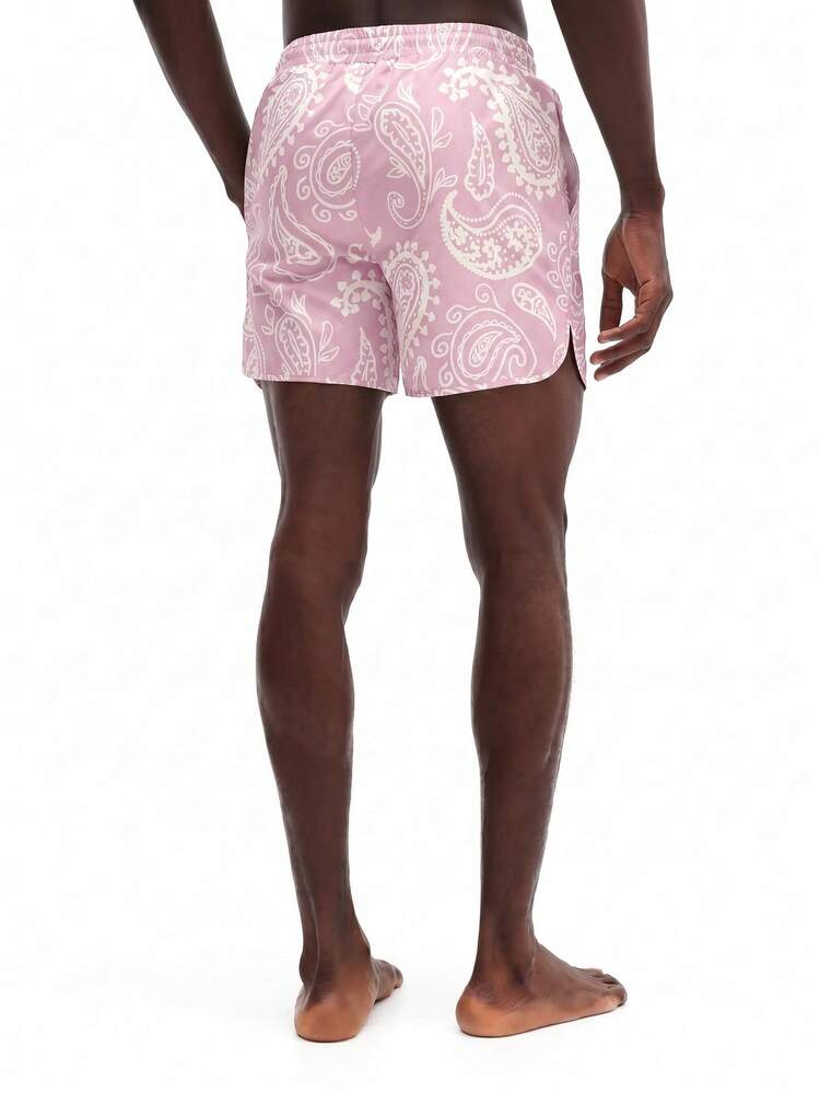 SUMWON Paisley Print Shorts With Curved Hem