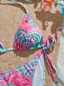 Vaclyn Women's Bikini Set, Casual Spring/Summer Vacation Beach Party, 2-Piece, Shell Pattern - Multicolor - View 4