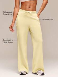 GLOWMODE 31" SoftSerene Modal Glow Easy Relaxed Fit Adjustable Drawstring Lounge Pants With Built-In Underwear Side Pockets Daily Casual Wear - Butter Yellow - View 4