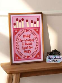 1pc Modern Pink Matchbox Decor Poster For Living Room (Frame Not Included) - pink - View 1