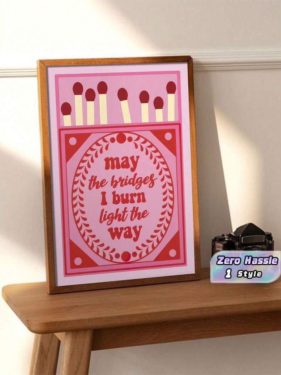 1pc Modern Pink Matchbox Decor Poster For Living Room (Frame Not Included) - pink - View 1