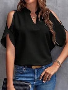 SHEIN Clasi 女款基本款優雅通勤百搭襯衫黑白2件組 - 黑與白 - 查看 4