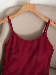 SHEIN Franclia Body de unicolor para mujer, versátil y de uso diario - Burdeos - Ver 5