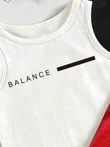 3pcs/Set Baju Tank Top Bayi Laki-laki Musim Panas Kasual Modis Minimalis Segar dengan Motif Huruf dan Slogan, Pakaian Sehari-hari - MultiWarna - View 4