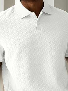 Manfinity Homme 男士夏季休閒純色短袖 Polo 衫，儀式場合適用 - 白色 - 查看 3