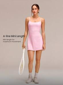 GLOWMODE FeatherFit™-Air Scoop Neck Knotted Mini Dress Quick Dry Moisture Wicking - Pink - View 2