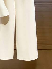 SHEIN 杏色无袖上衣和阔腿裤套装，收腰显瘦通勤OL两件套，女士运动套装，女士正装，优雅套装，时尚女装，白色女装，优雅派对商务休闲女装 - 杏色 - 查看 5