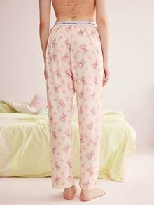 Nora Wilde Quần mặc nhà nữ dễ thương, quần dài pijama dáng rộng, 1 chiếc - Hồng - Xem 2