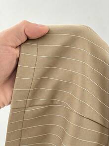 Maweii Áo khoác sọc thời trang công sở size lớn cho mùa thu - Màu Khaki - Xem 7