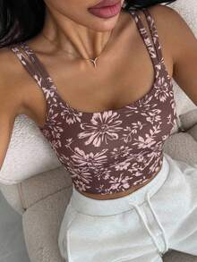DAZY Light Shaping Solid Color Minimalist Wearable Sports Bra Women's Tank Top Sports Bra - Coffee - View 3