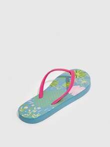 Grefit 女士鞋花卉图案趾柱人字拖，时尚户外 PVC 人字拖，夏季度假鞋夏季促销圣诞节秋季新年假期 - 玫紅色 - 查看 5
