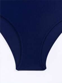 Swim Basics 女款露背細肩帶度假風連身泳衣 - 藏蓝色 - 查看 4
