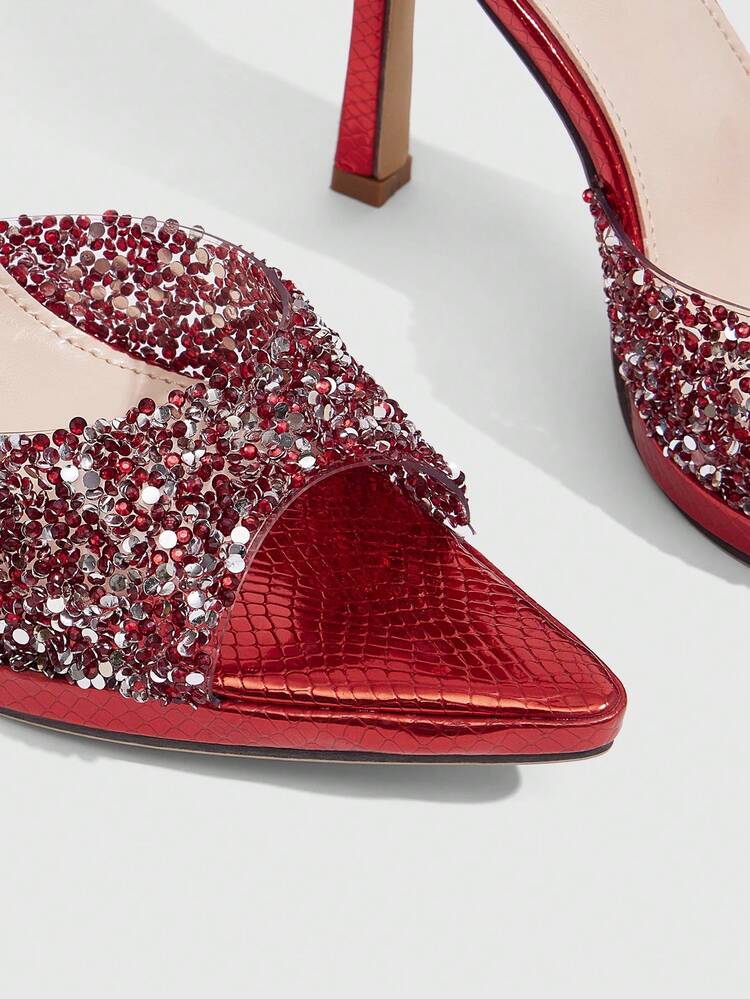 CUCCOO SZL Women's New Rhinestone Pointed Stiletto Gorgeous High Heels With Open-Toed Sandals, Suitable For Banquets, Parties, Weddings, And Proms