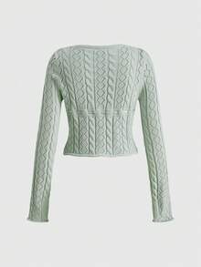 Sweetness Women's Spring/Autumn Casual Floral Embroidered Cardigan - Green - View 2