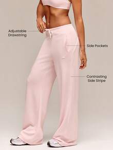 GLOWMODE 31" SoftSerene Modal Glow Easy Relaxed Fit Adjustable Drawstring Lounge Pants With Built-In Underwear Side Pockets Daily Casual Wear - Pink - View 4
