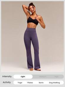 GLOWMODE Pantalones Leggings Acampanados de Cintura Alta FeatherFit™ de 31" para Yoga de Bajo Impacto, Pilates y Uso Diario - Bold Plum - Ver 7