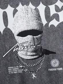SHEIN 青少年男孩 Bolty 字母與人像圖案印花 T-shirt，街頭風圓領短袖 T-shirt 與短褲套裝，適合派對、開學、正式場合、日常穿著、學校、旅行、運動，春/夏/秋季 - 彩色 - 查看 3