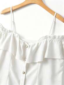 GlowEve CURVE Elegant Fashionable Ruffle Off-Shoulder Blouse For Plus Size Women - White - View 3