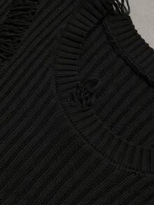 Manfinity EMRG Men's Fashion Versatile Distressed Crew Neck Knit Vest - Black - View 7
