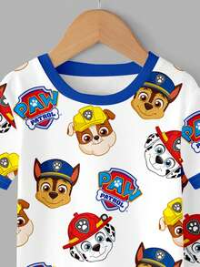 SHEIN | PAW Patrol 小男孩休閒簡約貼身舒適圓領短袖長褲貼身家居服，適合春夏季 - 彩色 - 查看 5