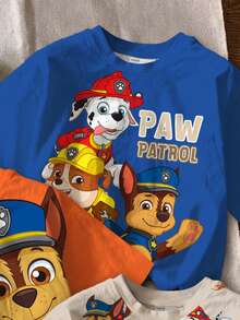 SHEIN | PAW Patrol Young Boy Casual Minimalist, Loose Comfortable, Classic Cute Cartoon Animation Pattern Print, Classic Color Block, Cute Puppy Crew Neck Short Sleeve T-Shirt 3pcs Set Suitable For Spring And Summer - Multicolor - View 5