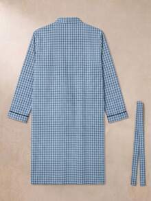 EverLounge Men's Comfortable Casual Plaid Front Opening Double Pocket Bathrobe - Multicolor - View 2