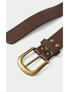 Noxbound Boho 1pc Women's Western Style Coffee Pu Material Belt With Circular Buckle Halloween Summer, School Fall, Autumn, Halloween - Coffee - View 6
