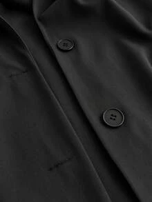 Maweii Blazer Longgar Tanpa Lengan Tenun Ukuran Besar untuk Wanita - Hitam - View 7
