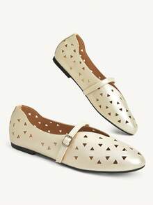 CUCCOO CHICEST Women's Skeleton, Buckle, Comfortable Flat Shoes - Gold - View 10