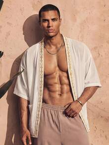Ocevento Chemise décontractée de vacances pour hommes avec imprimé géométrique - Multicolore - Voir 3