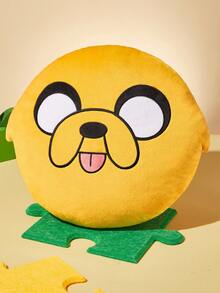 ADVENTURE TIME X SHEIN 1個裝卡通抱枕，精美刺繡設計，可用於裝飾您的居家、辦公室、臥室或沙發 - 黃色 - 查看 2