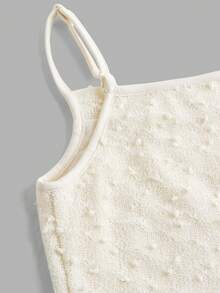 SHEIN Đầm maxi màu trắng ngà thanh lịch, dây mảnh, cổ xếp ly, eo ôm sát, chất liệu vải có họa tiết, xẻ tà, thích hợp cho bé gái tuổi teen, đi chơi hàng ngày, đi biển, dự tiệc sinh nhật. - Màu be - Xem 6