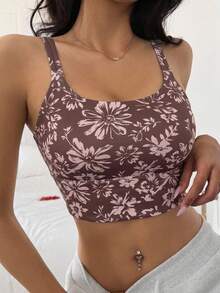 DAZY Light Shaping Solid Color Minimalist Wearable Sports Bra Women's Tank Top Sports Bra - Coffee - View 10