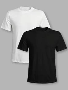 INAWLY Kaos Pria Lengan Pendek Polos Kerah Bulat Potongan Slim Fit Kasual Serbaguna - MultiWarna - View 3