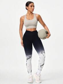 SHEIN Core Rhythm 女款高腰字母印花休閒百搭日常旅行運動緊身內搭褲 - 彩色 - 查看 7
